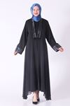 Büyük Beden Tesettür Abaya Takım 65013 Siyah